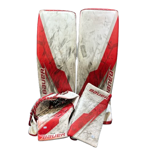 Bauer Vapor Hyperlite 2 - Ensemble complet de gardien droit Pro Stock d'occasion (blanc/rouge)